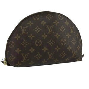LOUIS VUITTON Monogram Trousse Demi Ronde Cosmetic Pouch M47520 LV Auth 93624
